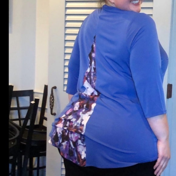 CATHERINES Black Label Hi-Low Myrtle Tunic Art Deco Pattern V Back Size 0x 14/16 - Picture 4 of 16